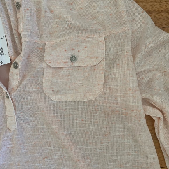 Eyelash Couture Half Button Shirt Women’s Medium Orange (Creamsicle)Sheer Back - Picture 5 of 8